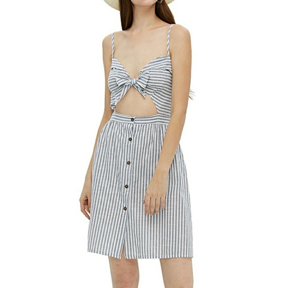 🌻Navy Blue Strapped Bow Madi Dress - Picture 4 of 5